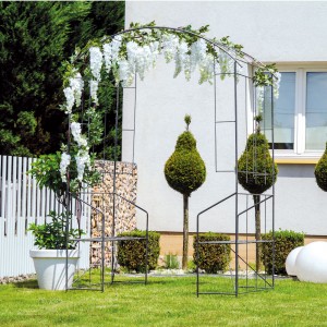 Pergolă grădină, metalică cu 2 banchete
