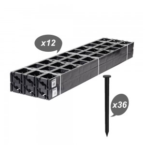 Kit bordură gazon 1m x 4,5cm, 12 buc, 36 ancore incluse