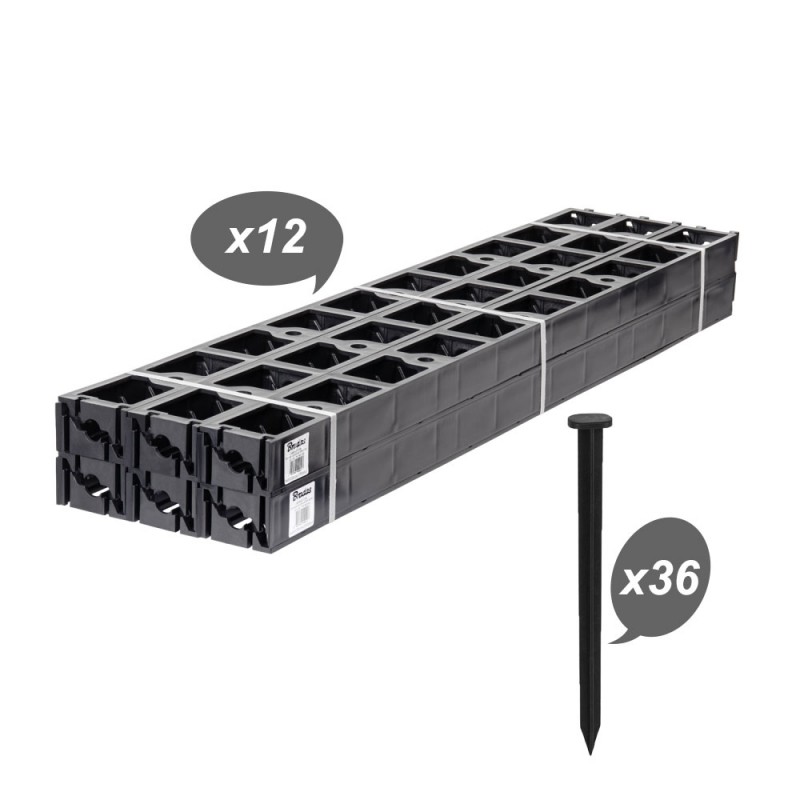 Kit bordură gazon 1m x 4,5cm, 12 buc, 36 ancore incluse