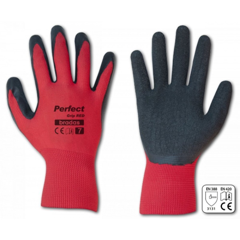 Mănuși de protecție din latex PERFECT GRIP RED, largi
