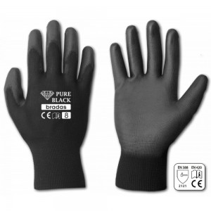 Mănuși de protecție din poliuretan PURE BLACK, mărimea 9, LARGE