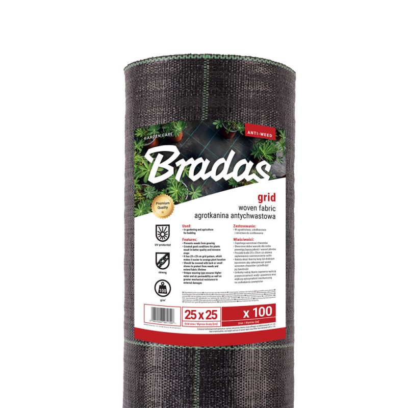 Agrotextil, folie antiburuieni - negru, tip grilă, 100g, 1,1m x 100m