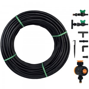 Kit furtun pentru irigare prin picurare cu temporizator, Bradas, Ø 16mm, L 50m
