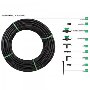 Kit furtun pentru irigare prin picurare cu temporizator, Bradas, Ø 16mm, L 100m