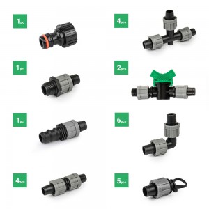 Set cu 24 accesorii pentru banda de picurare de 16 mm