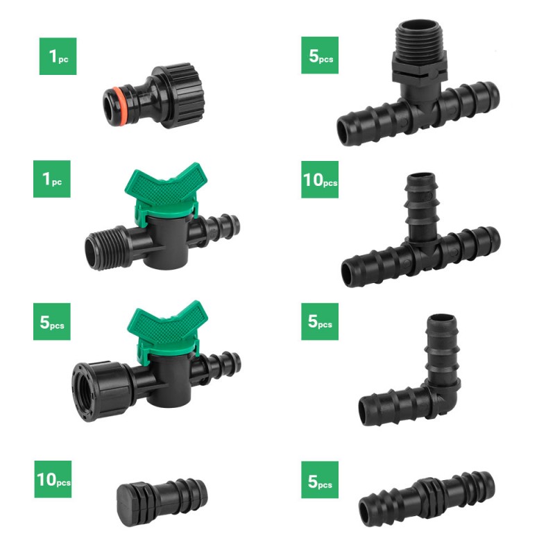 Set cu 42 accesorii pentru tub de picurare de 16 mm