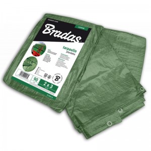 Prelată impermeabilă cu inele, verde, 90g, 3 x 3m