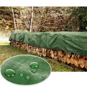 Prelată impermeabilă cu inele, verde, 90g, 3 x 3m