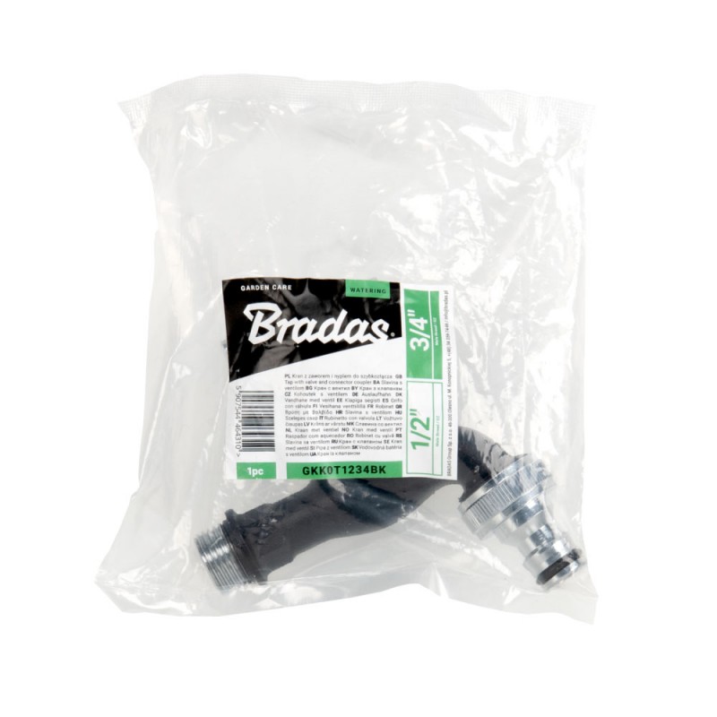 Robinet de grădină Bradas, filet exterior de 1/2" și 3/4", negru