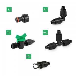 Set cu 27 accesorii QJ pentru banda de picurare de 16 mm