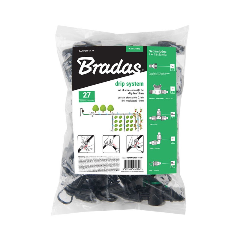 Set cu 27 accesorii QJ pentru banda de picurare de 16 mm
