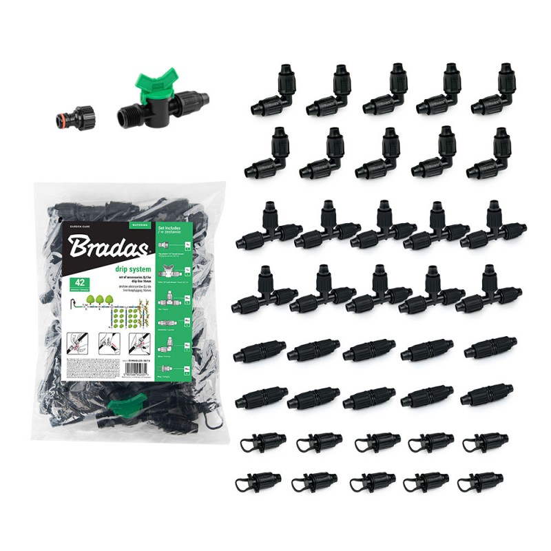 Set cu 42 accesorii QJ pentru banda de picurare de 16 mm