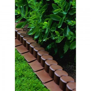 Palisadă, bordură de grădină, maro închis, plastic, 14 cm, 1 buc.