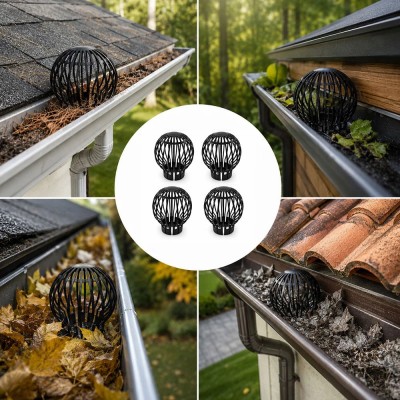 Parafrunzar pentru scurgere jgheab, 90-125 mm, plastic, negru, GardenPlus, 4 buc.