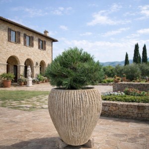 Jardinieră beton Terra 70, exterior, rotundă, 65x76 cm