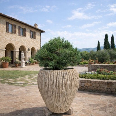 Jardinieră beton Terra 70, exterior, rotundă, 65x76 cm