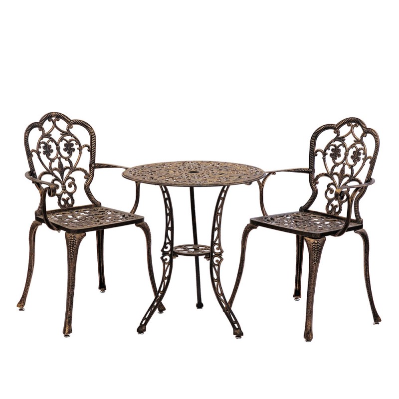 Set mobilier grădină din aluminiu cu 2 scaune Silva, negru-auriu
