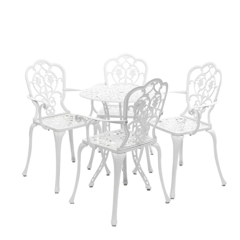 Set mobilier grădină din aluminiu cu 4 scaune Silva, alb