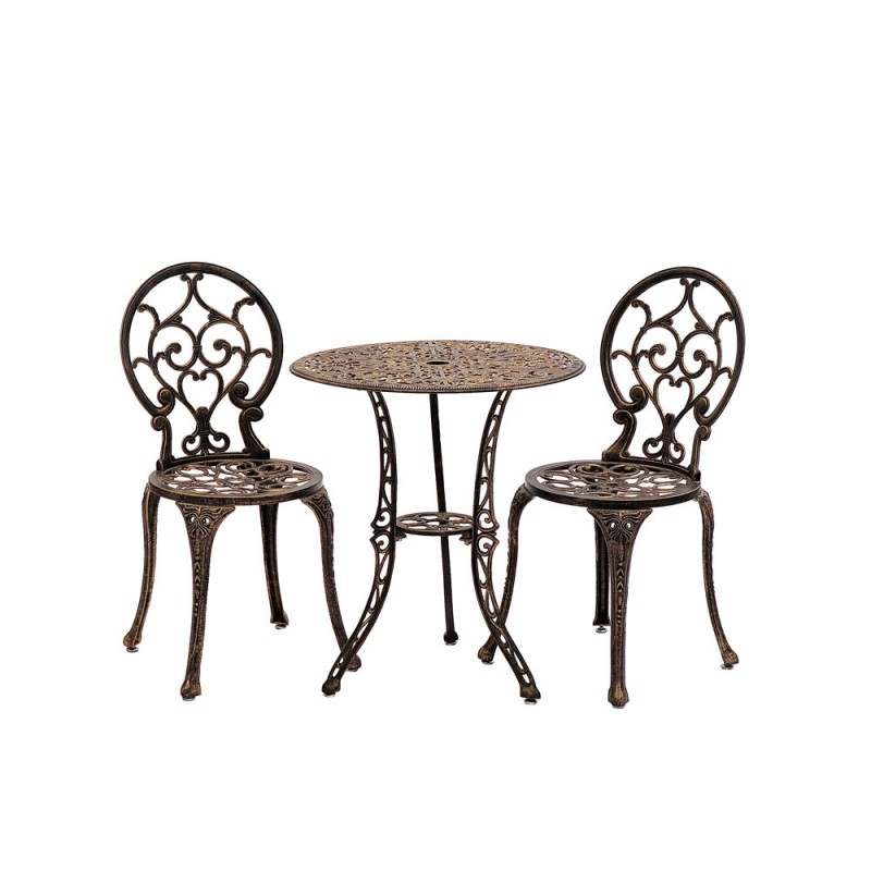 Set mobilier grădină din aluminiu cu 2 scaune Carina, negru-auriu