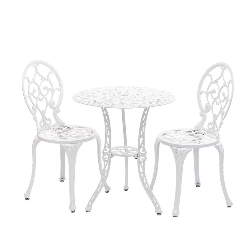 Set mobilier grădină din aluminiu cu 2 scaune Carina, alb