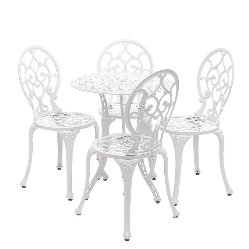 Set mobilier grădină din aluminiu cu 4 scaune Carina, alb