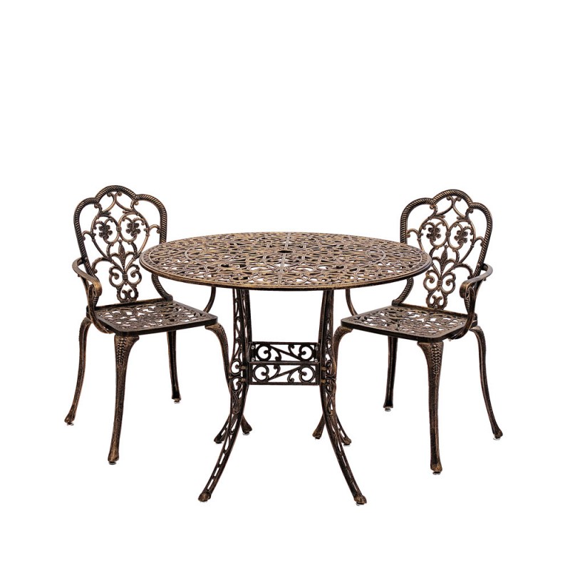 Set mobilier grădină din aluminiu cu 2 scaune Meda, negru-gold