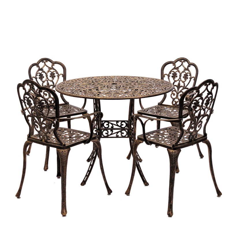 Set mobilier grădină din aluminiu cu 4 scaune Meda, negru-gold
