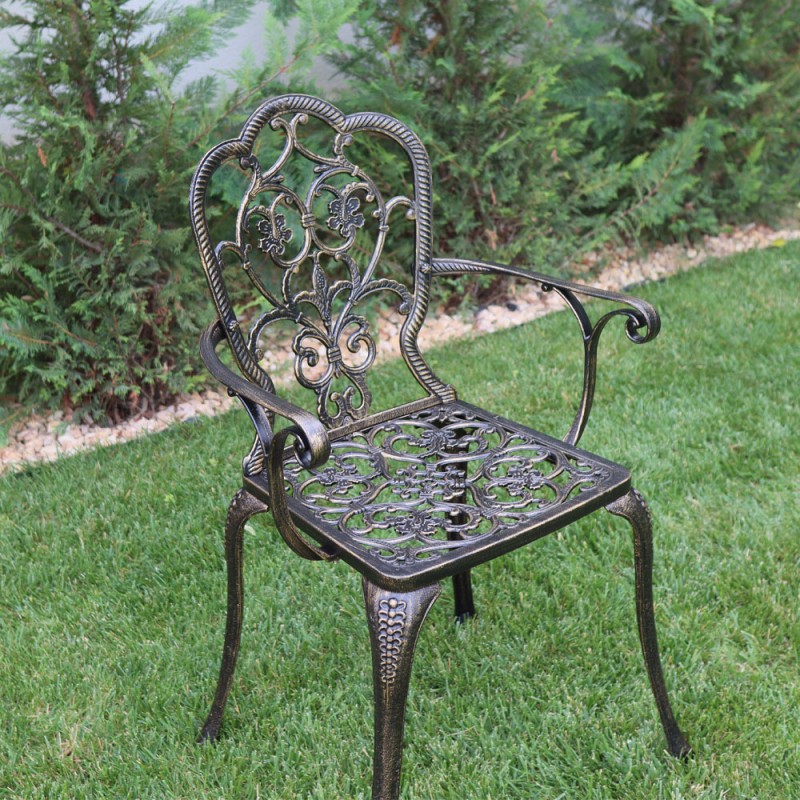 Scaun grădină aluminiu Meda, negru-auriu