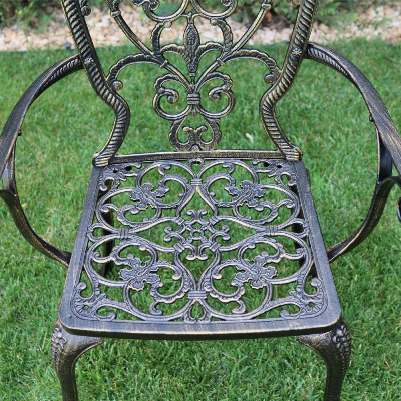Scaun grădină aluminiu Meda, negru-auriu