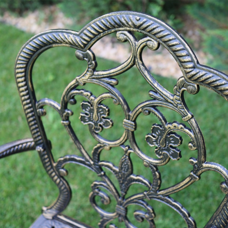 Scaun grădină aluminiu Meda, negru-auriu