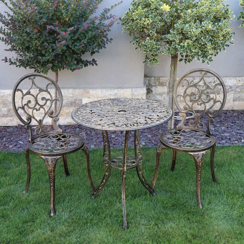 Set mobilier grădină din aluminiu cu 2 scaune Carina, negru-auriu
