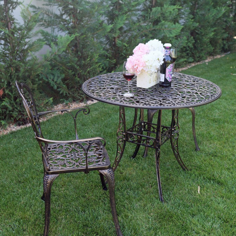 Set mobilier grădină din aluminiu cu 2 scaune Meda, negru-gold