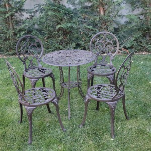 Set mobilier grădină din aluminiu cu 4 scaune Carina, maro