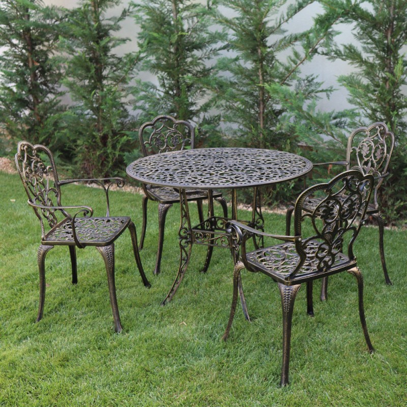 Set mobilier grădină din aluminiu cu 4 scaune Meda, negru-gold
