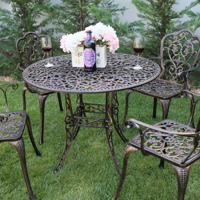 Set mobilier grădină din aluminiu cu 4 scaune Meda, negru-gold