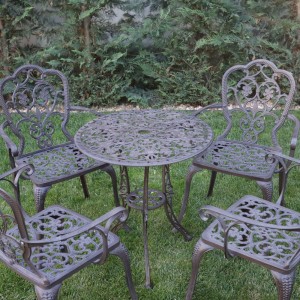 Set mobilier grădină din aluminiu cu 4 scaune Silva, maro