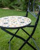 Set (bistro) mobilier de gradină metalic - masă și 2 scaune - blat mozaic