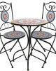 Set (bistro) mobilier de gradină metalic - masă și 2 scaune - blat din ceramică