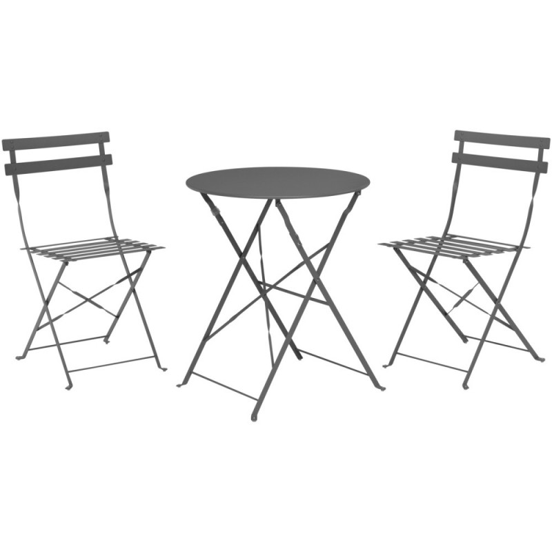 Set (bistro) mobilier de gradina metalic - masa si 2 scaune, antracit
