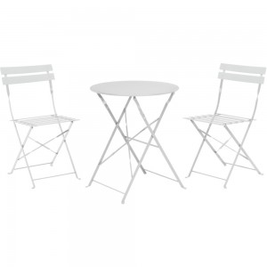 Set (bistro) mobilier de gradina metalic - masa si 2 scaune, gri